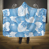 Blue Aloha Hawaii Hooded Blanket Monstera Hibiscus Plumeria Seamless Vibes - Polynesian Pride
