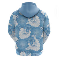 Blue Aloha Hawaii Hoodie Monstera Hibiscus Plumeria Seamless Vibes - Polynesian Pride