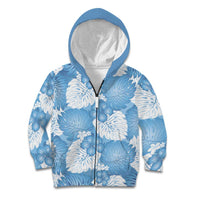 Blue Aloha Hawaii Kid Hoodie Monstera Hibiscus Plumeria Seamless Vibes - Polynesian Pride