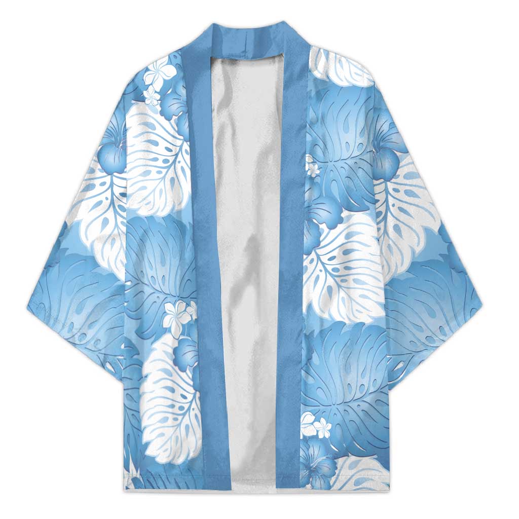 Blue Aloha Hawaii Kimono Monstera Hibiscus Plumeria Seamless Vibes - Polynesian Pride
