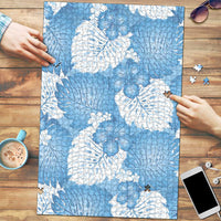 Blue Aloha Hawaii Puzzle Monstera Hibiscus Plumeria Seamless Vibes - Polynesian Pride