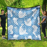 Blue Aloha Hawaii Quilt Monstera Hibiscus Plumeria Seamless Vibes - Polynesian Pride