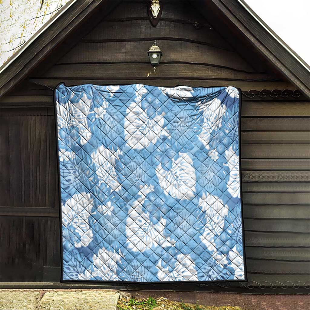 Blue Aloha Hawaii Quilt Monstera Hibiscus Plumeria Seamless Vibes - Polynesian Pride