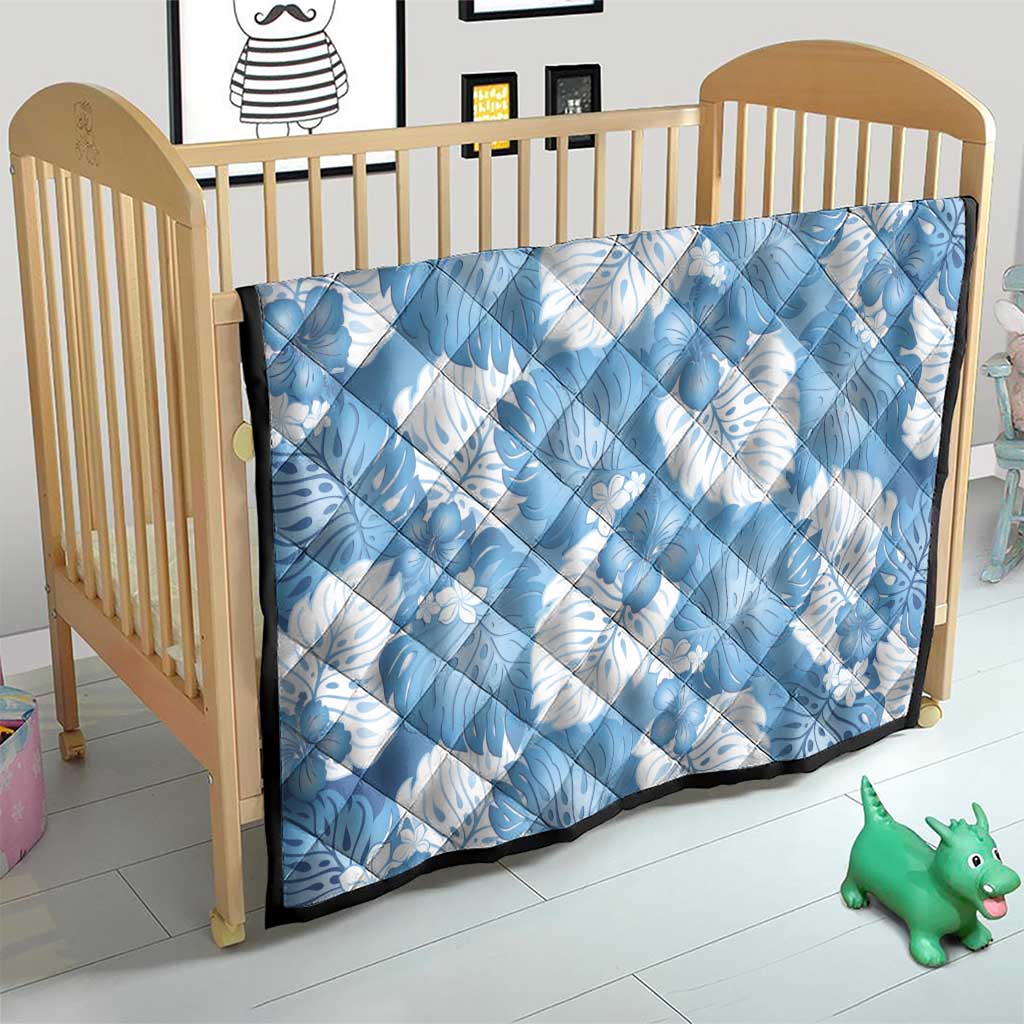 Blue Aloha Hawaii Quilt Monstera Hibiscus Plumeria Seamless Vibes - Polynesian Pride