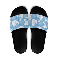 Blue Aloha Hawaii Slide Sandals Monstera Hibiscus Plumeria Seamless Vibes - Polynesian Pride