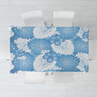 Blue Aloha Hawaii Tablecloth Monstera Hibiscus Plumeria Seamless Vibes - Polynesian Pride