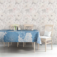 Blue Aloha Hawaii Tablecloth Monstera Hibiscus Plumeria Seamless Vibes - Polynesian Pride