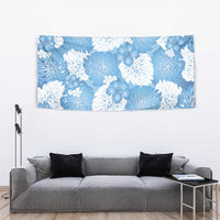Blue Aloha Hawaii Tapestry Monstera Hibiscus Plumeria Seamless Vibes - Polynesian Pride