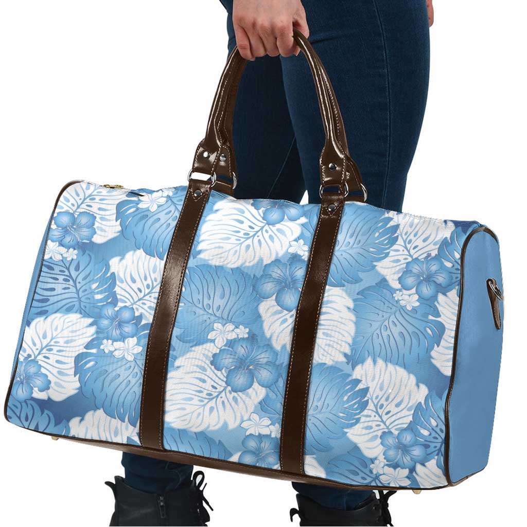 Blue Aloha Hawaii Travel Bag Monstera Hibiscus Plumeria Seamless Vibes - Polynesian Pride
