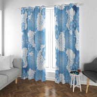 Blue Aloha Hawaii Window Curtain Monstera Hibiscus Plumeria Seamless Vibes - Polynesian Pride