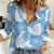 Blue Aloha Hawaii Women Casual Shirt Monstera Hibiscus Plumeria Seamless Vibes - Polynesian Pride