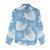 Blue Aloha Hawaii Women Casual Shirt Monstera Hibiscus Plumeria Seamless Vibes - Polynesian Pride