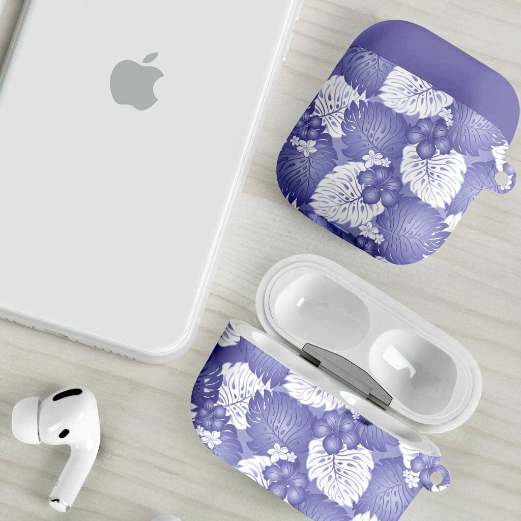 Purple Aloha Hawaii AirPods Case Monstera Hibiscus Plumeria Seamless Vibes - Polynesian Pride