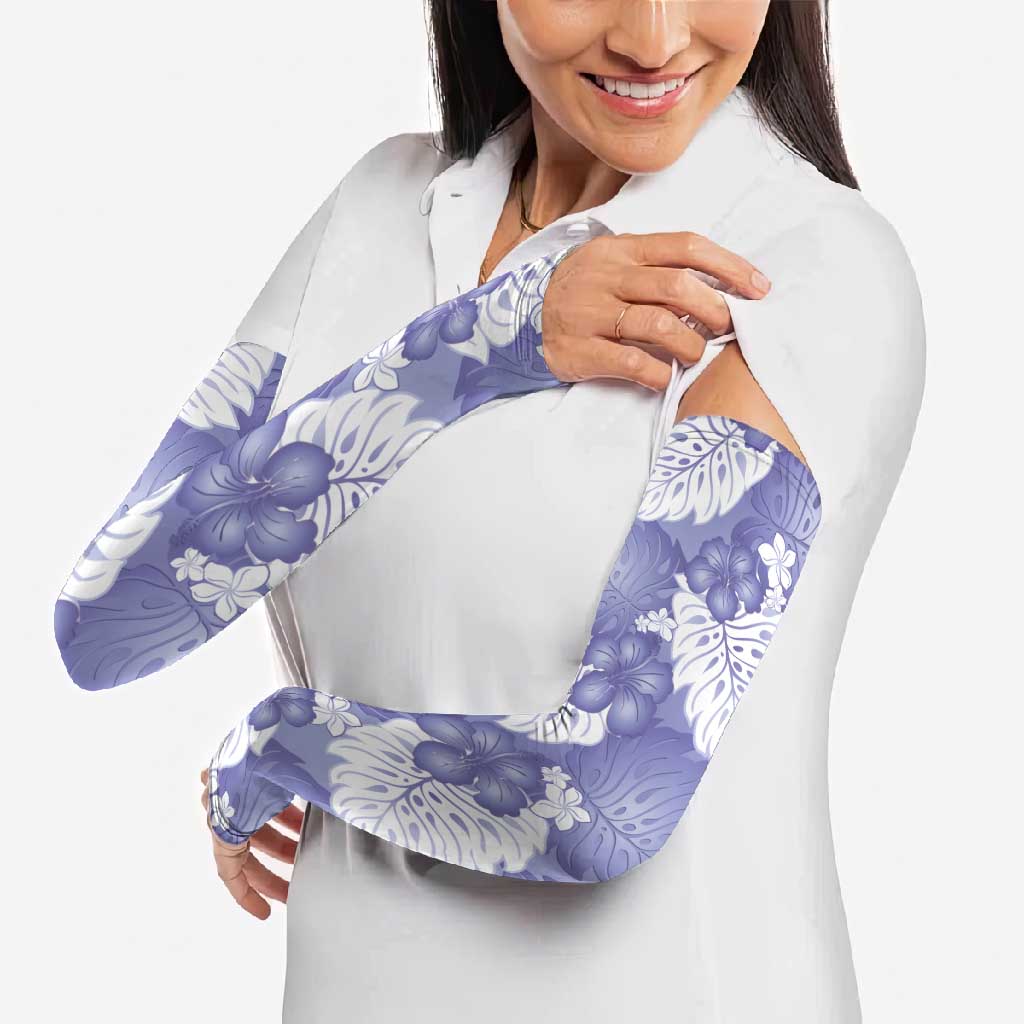 Purple Aloha Hawaii Arm Sleeves Monstera Hibiscus Plumeria Seamless Vibes - Polynesian Pride