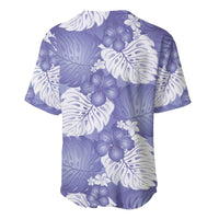 Purple Aloha Hawaii Baseball Jersey Monstera Hibiscus Plumeria Seamless Vibes - Polynesian Pride