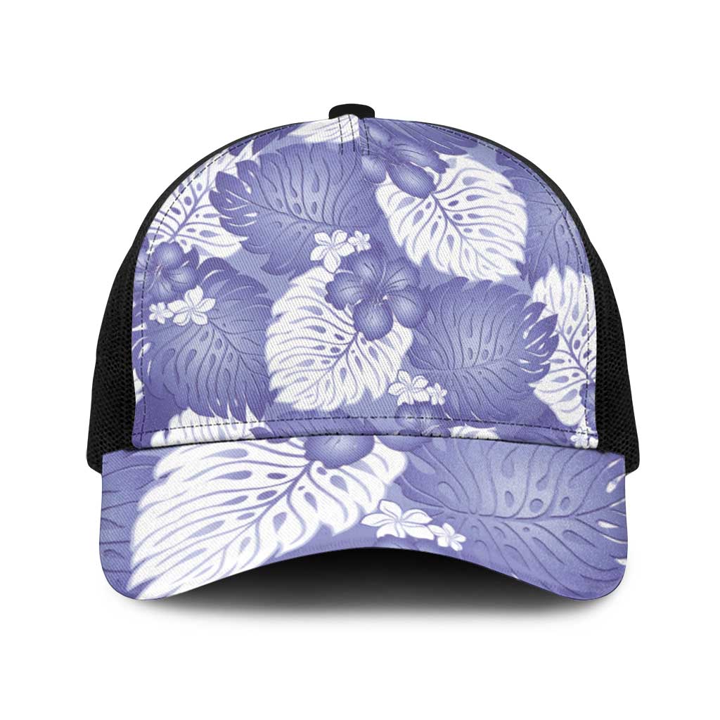 Purple Aloha Hawaii Baseball Net Cap Monstera Hibiscus Plumeria Seamless Vibes - Polynesian Pride