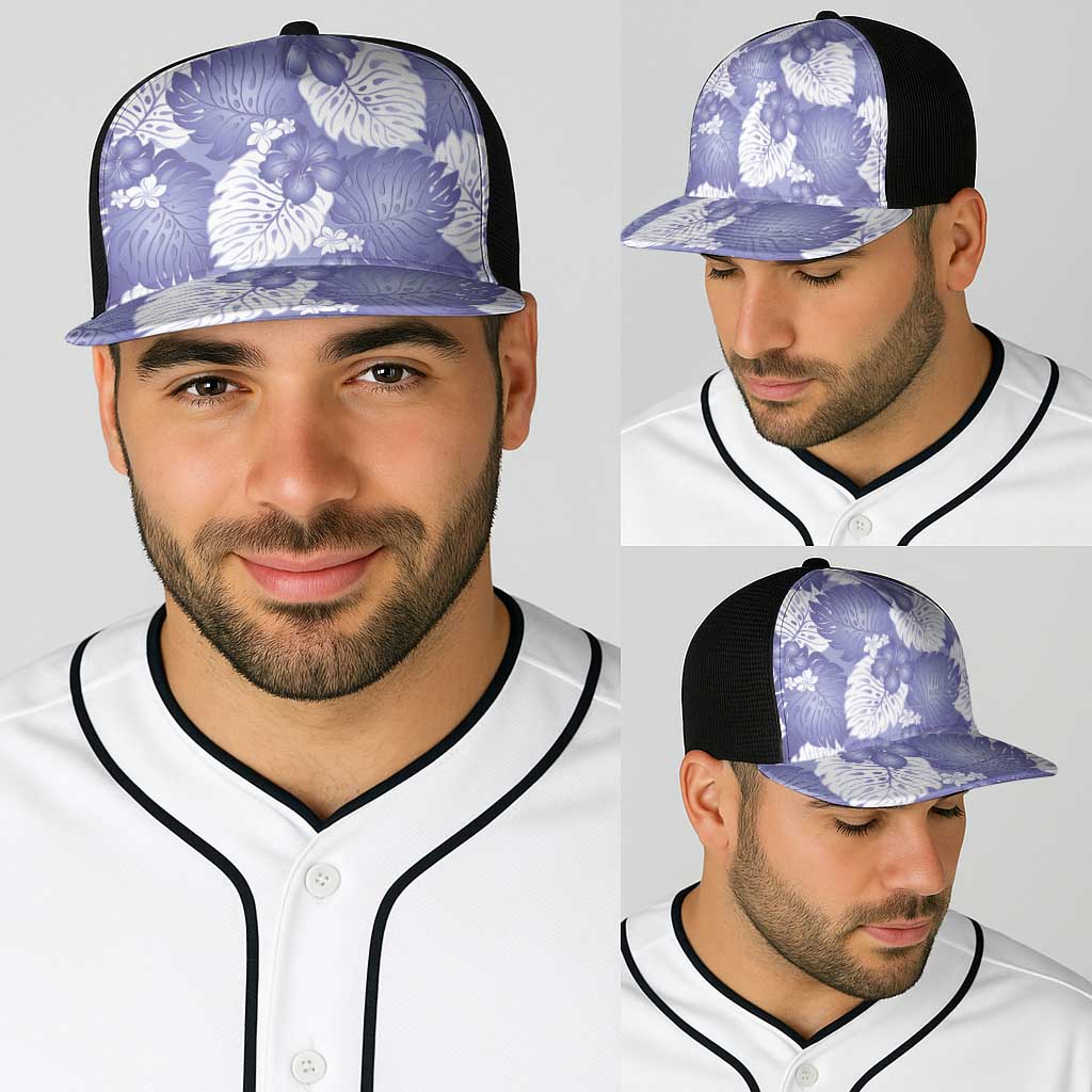 Purple Aloha Hawaii Baseball Net Cap Monstera Hibiscus Plumeria Seamless Vibes - Polynesian Pride