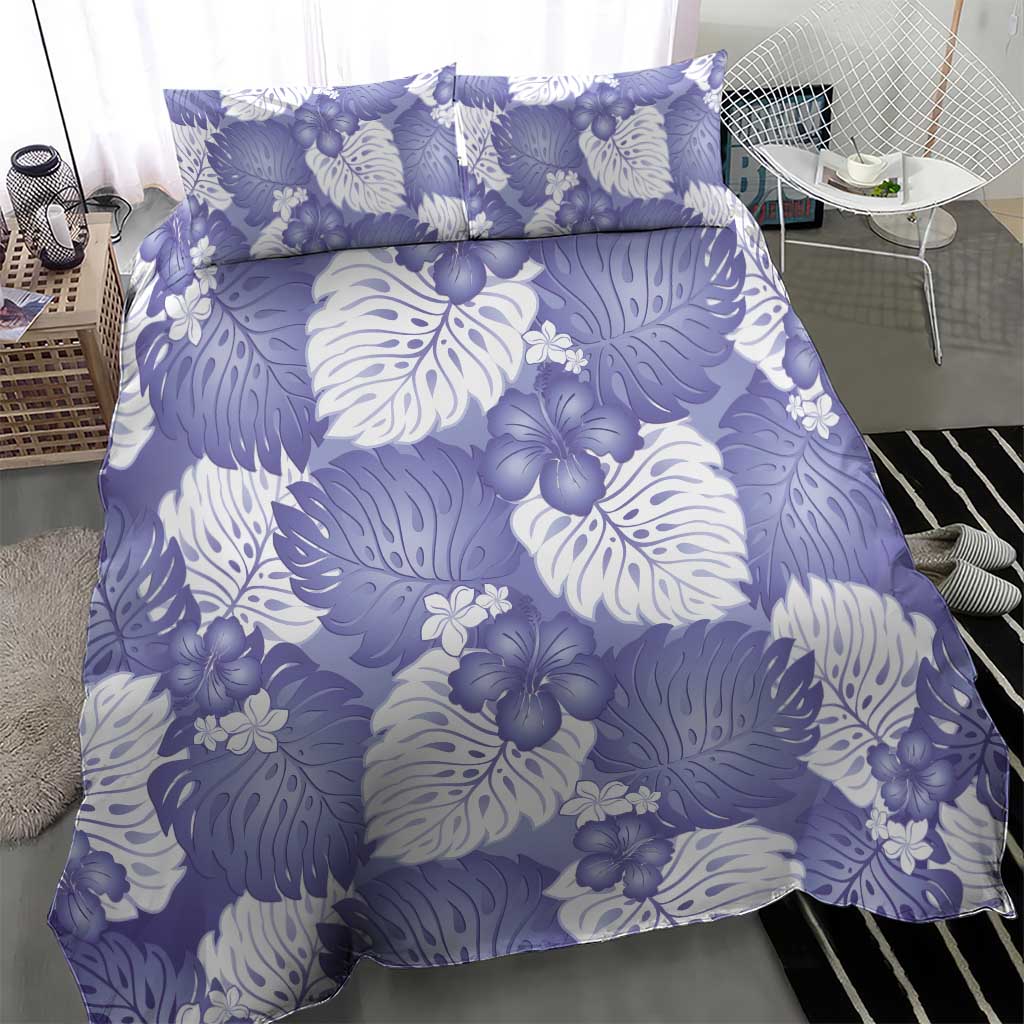 Purple Aloha Hawaii Bedding Set Monstera Hibiscus Plumeria Seamless Vibes LT14 - Polynesian Pride