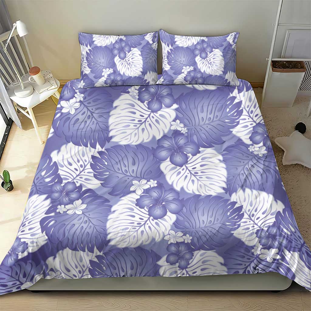 Purple Aloha Hawaii Bedding Set Monstera Hibiscus Plumeria Seamless Vibes LT14 - Polynesian Pride
