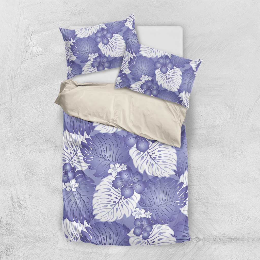 Purple Aloha Hawaii Bedding Set Monstera Hibiscus Plumeria Seamless Vibes LT14 US Twin 172cm x 218cm Purple - Polynesian Pride