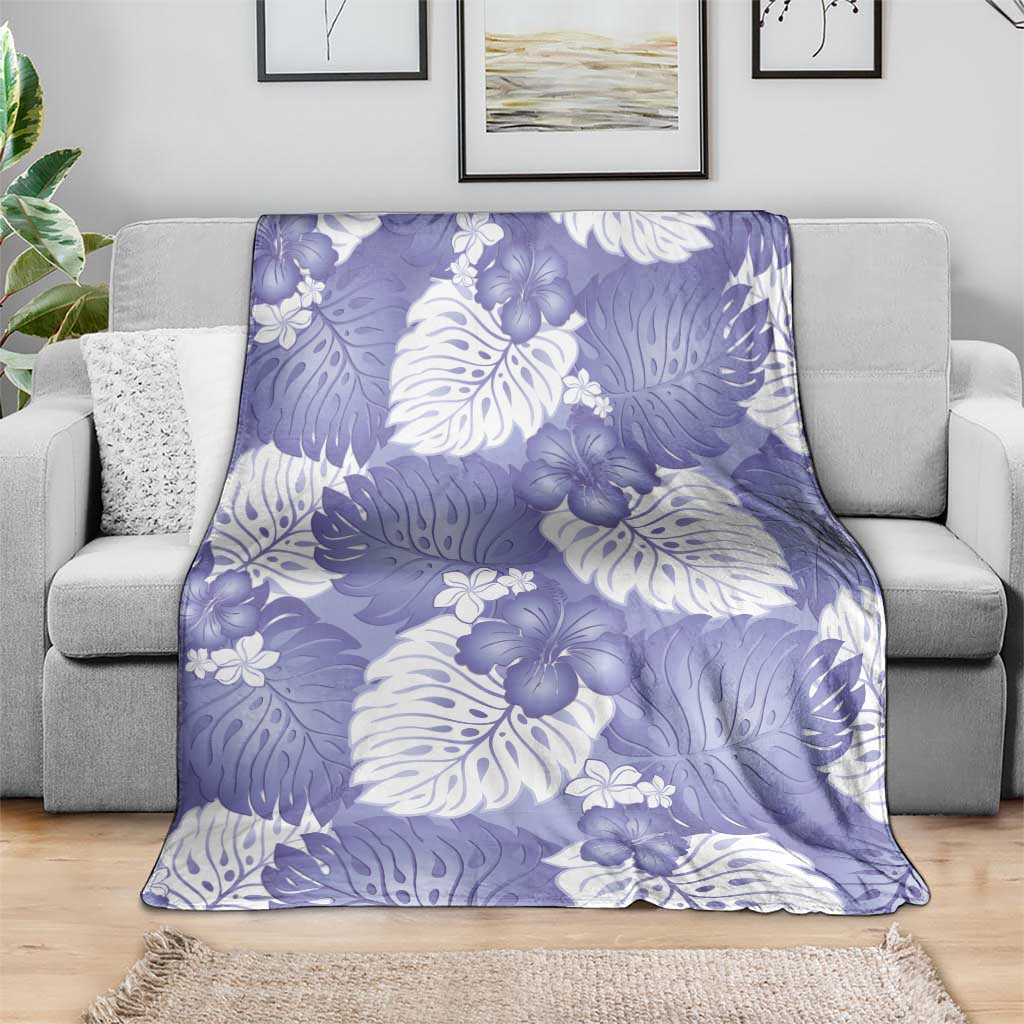 Purple Aloha Hawaii Blanket Monstera Hibiscus Plumeria Seamless Vibes - Polynesian Pride