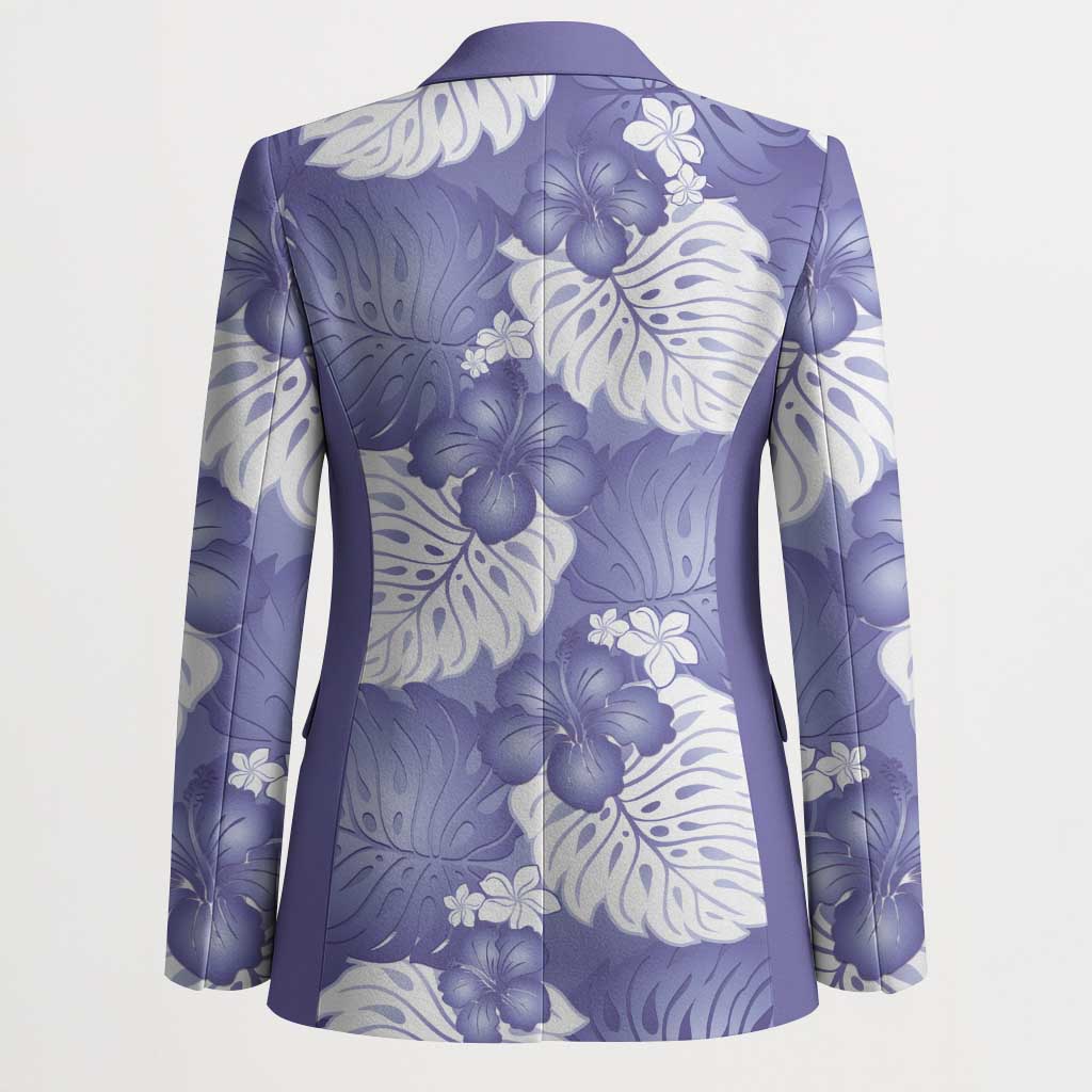 Purple Aloha Hawaii Blazer Monstera Hibiscus Plumeria Seamless Vibes - Polynesian Pride