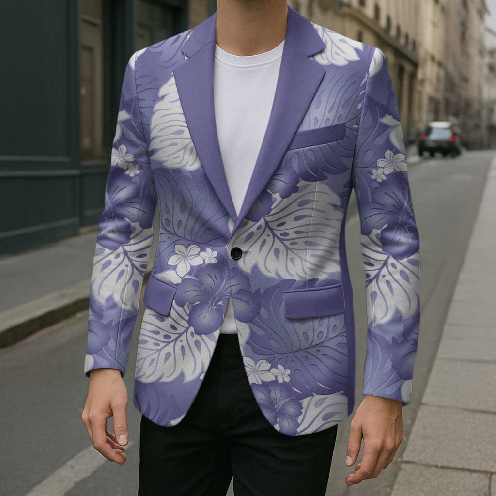 Purple Aloha Hawaii Blazer Monstera Hibiscus Plumeria Seamless Vibes - Polynesian Pride