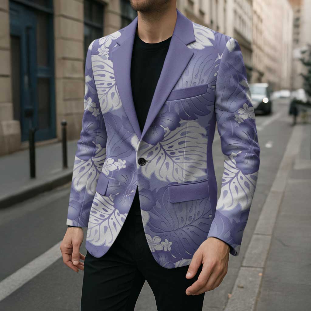 Purple Aloha Hawaii Blazer Monstera Hibiscus Plumeria Seamless Vibes - Polynesian Pride