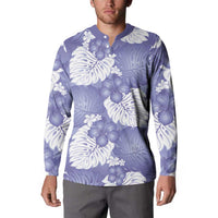 Purple Aloha Hawaii Button Sweatshirt Monstera Hibiscus Plumeria Seamless Vibes - Polynesian Pride