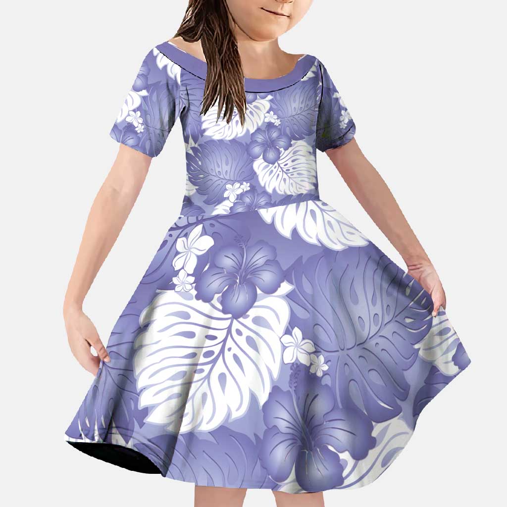 Purple Aloha Hawaii Family Matching Long Sleeve Bodycon Dress and Hawaiian Shirt Monstera Hibiscus Plumeria Seamless Vibes - Polynesian Pride