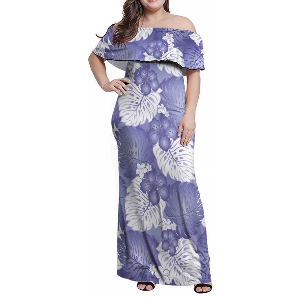 Purple Aloha Hawaii Family Matching Off Shoulder Maxi Dress and Hawaiian Shirt Monstera Hibiscus Plumeria Seamless Vibes - Polynesian Pride