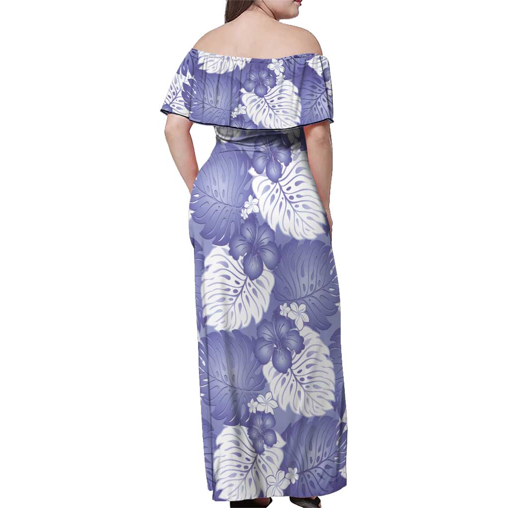Purple Aloha Hawaii Family Matching Off Shoulder Maxi Dress and Hawaiian Shirt Monstera Hibiscus Plumeria Seamless Vibes - Polynesian Pride