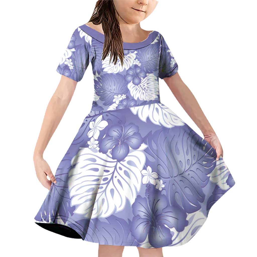 Purple Aloha Hawaii Family Matching Off Shoulder Short Dress and Hawaiian Shirt Monstera Hibiscus Plumeria Seamless Vibes - Polynesian Pride