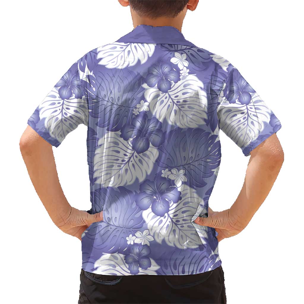 Purple Aloha Hawaii Family Matching Short Sleeve Bodycon Dress and Hawaiian Shirt Monstera Hibiscus Plumeria Seamless Vibes - Polynesian Pride