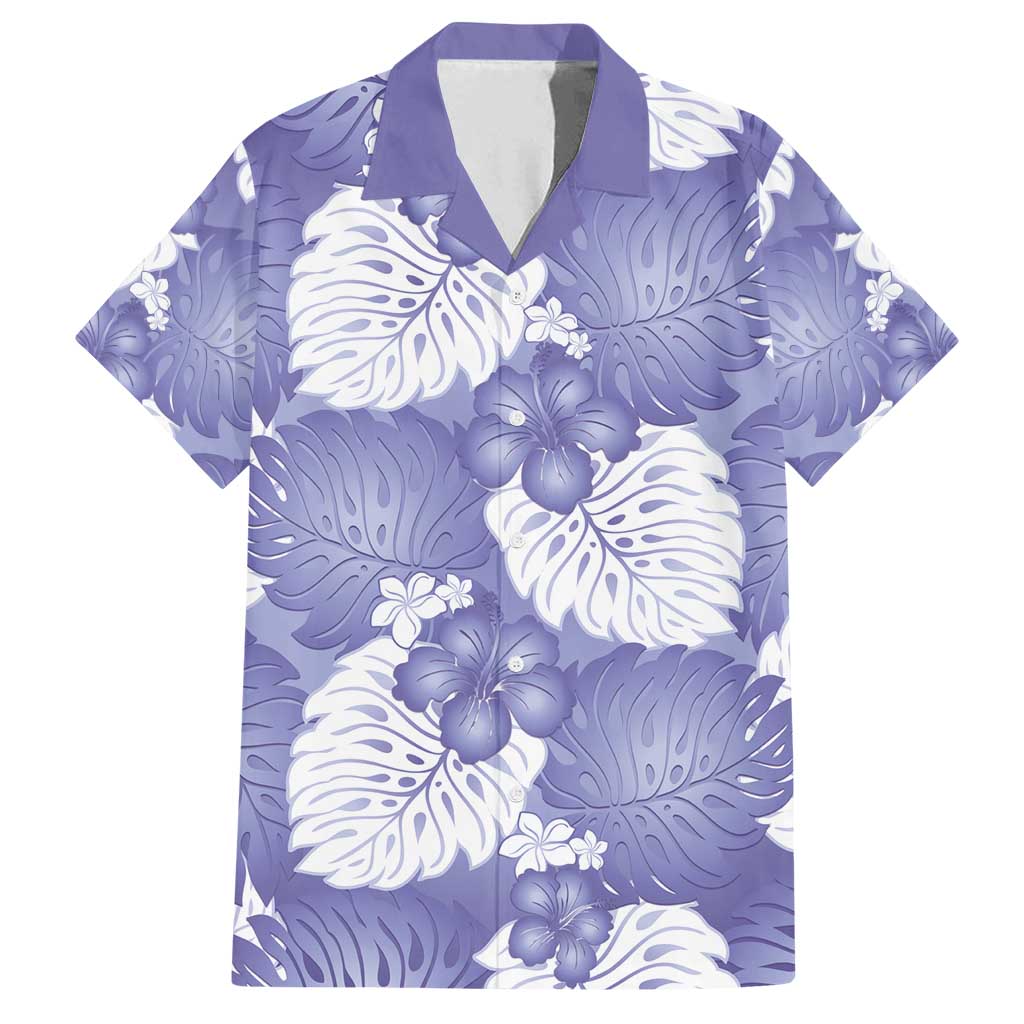 Purple Aloha Hawaii Family Matching Tank Maxi Dress and Hawaiian Shirt Monstera Hibiscus Plumeria Seamless Vibes - Polynesian Pride
