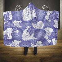 Purple Aloha Hawaii Hooded Blanket Monstera Hibiscus Plumeria Seamless Vibes - Polynesian Pride