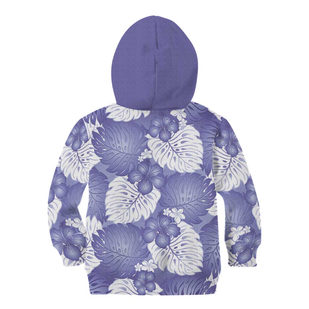 Purple Aloha Hawaii Kid Hoodie Monstera Hibiscus Plumeria Seamless Vibes - Polynesian Pride