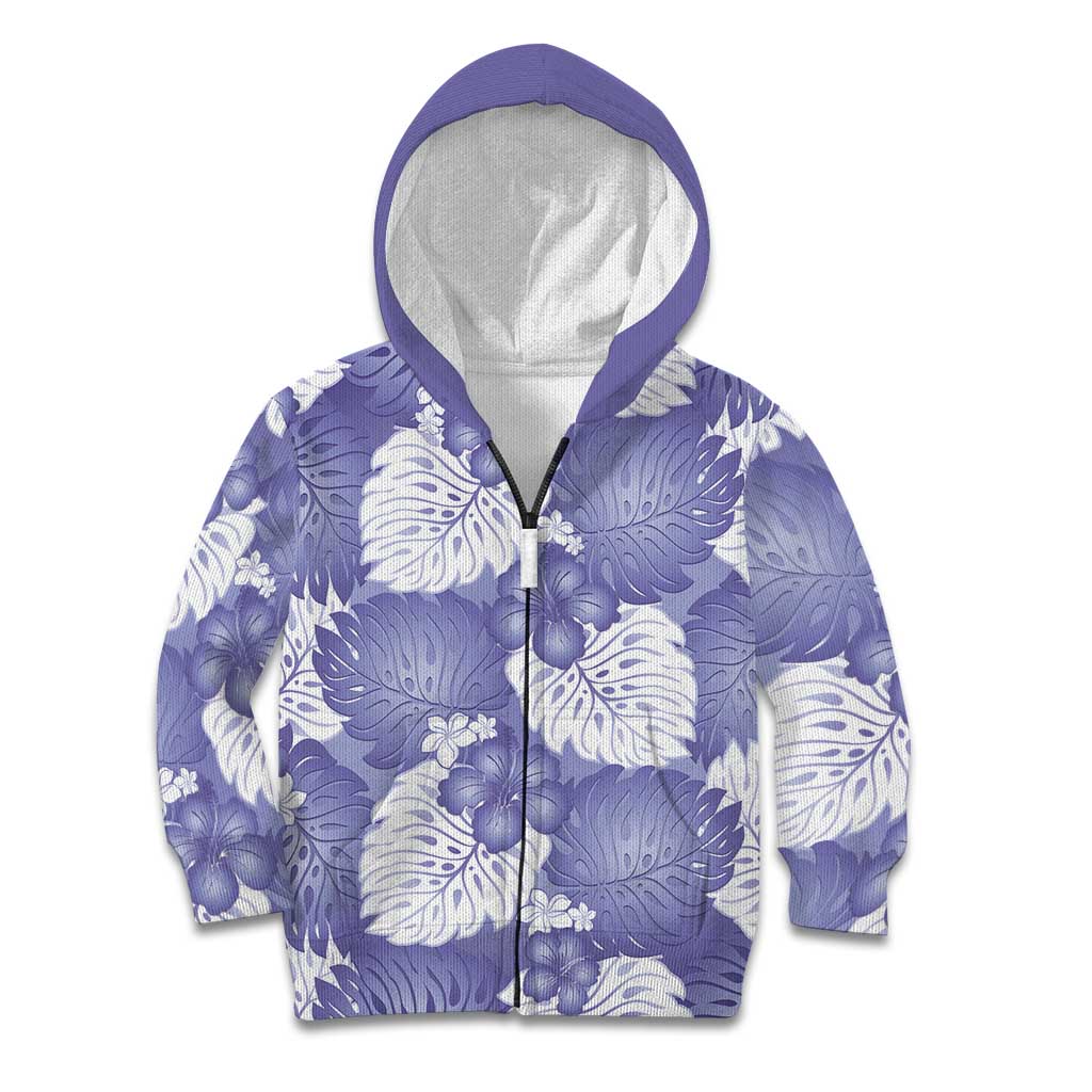 Purple Aloha Hawaii Kid Hoodie Monstera Hibiscus Plumeria Seamless Vibes - Polynesian Pride