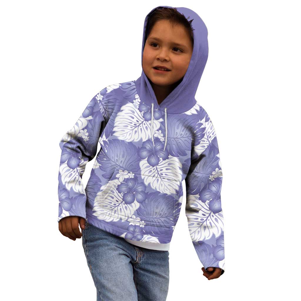 Purple Aloha Hawaii Kid Hoodie Monstera Hibiscus Plumeria Seamless Vibes - Polynesian Pride