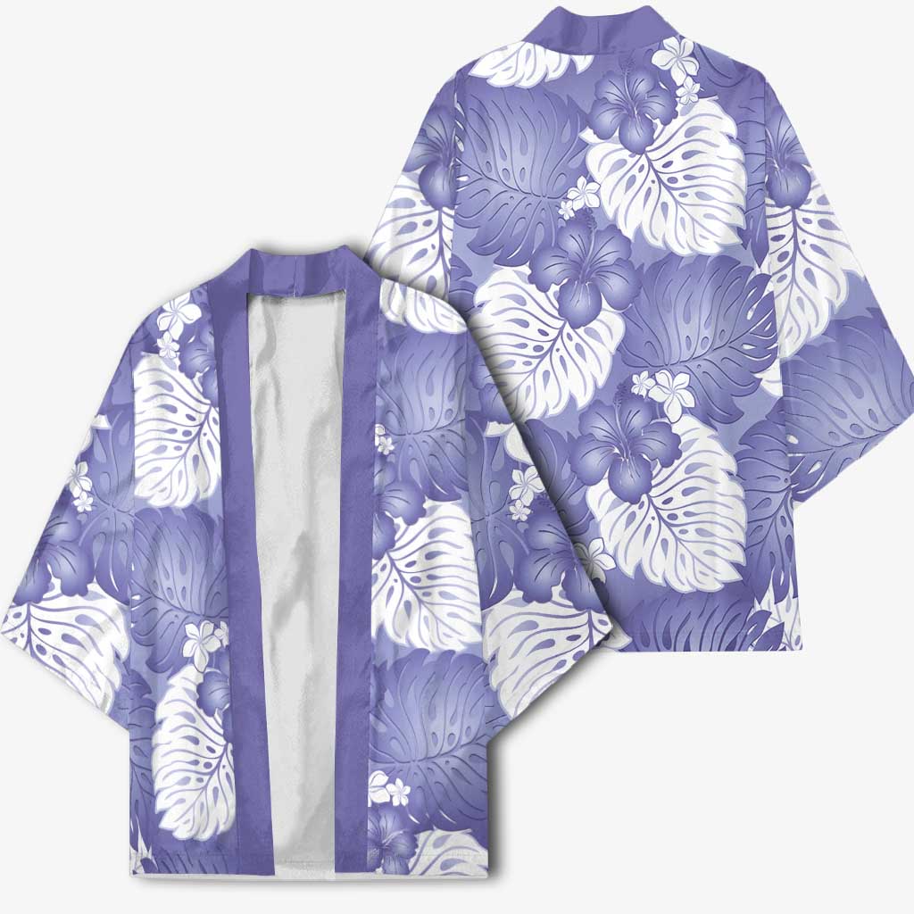 Purple Aloha Hawaii Kimono Monstera Hibiscus Plumeria Seamless Vibes - Polynesian Pride