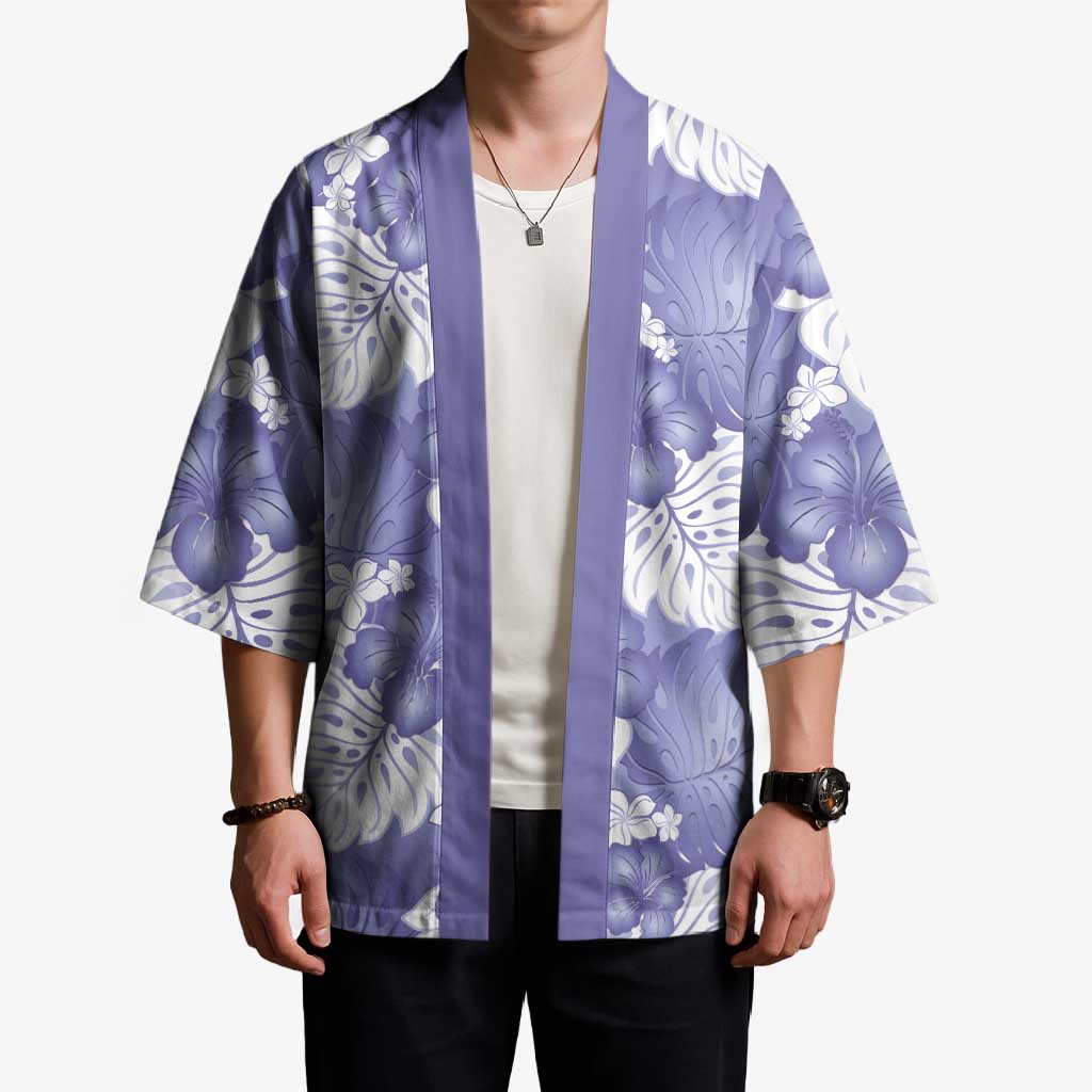 Purple Aloha Hawaii Kimono Monstera Hibiscus Plumeria Seamless Vibes - Polynesian Pride