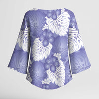 Purple Aloha Hawaii Kimono Sleeve Blouse Monstera Hibiscus Plumeria Seamless Vibes - Polynesian Pride