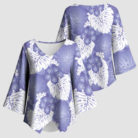 Purple Aloha Hawaii Kimono Sleeve Blouse Monstera Hibiscus Plumeria Seamless Vibes - Polynesian Pride