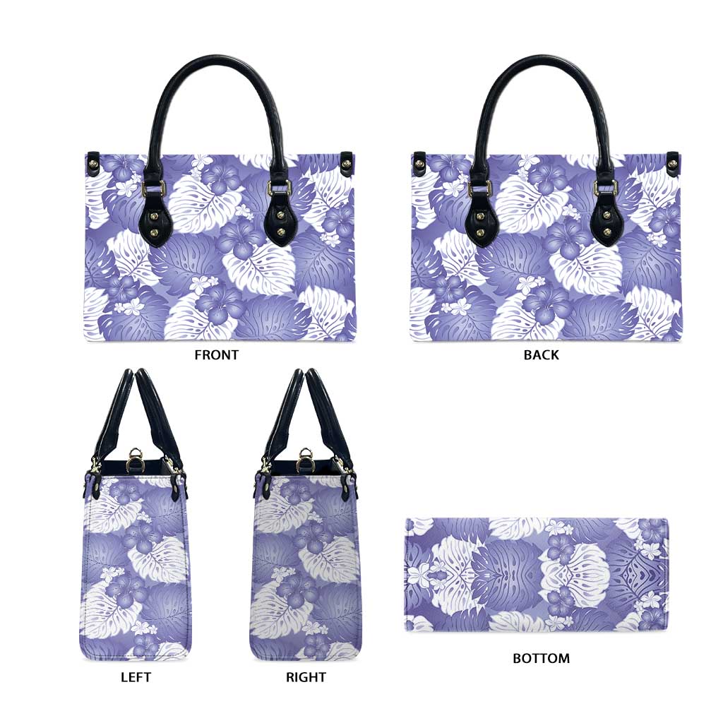 Purple Aloha Hawaii Leather Bag Monstera Hibiscus Plumeria Seamless Vibes - Polynesian Pride