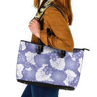 Purple Aloha Hawaii Leather Tote Bag Monstera Hibiscus Plumeria Seamless Vibes - Polynesian Pride