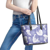 Purple Aloha Hawaii Leather Tote Bag Monstera Hibiscus Plumeria Seamless Vibes - Polynesian Pride