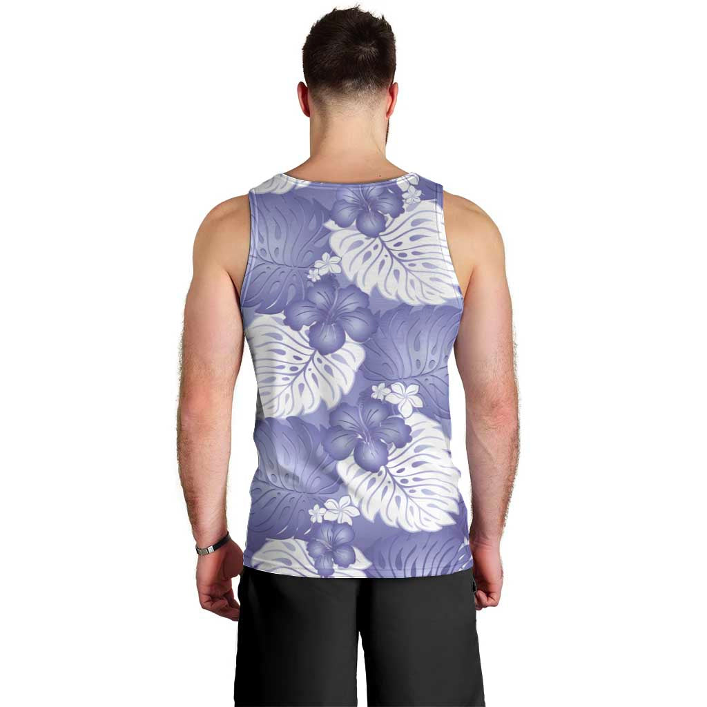 Purple Aloha Hawaii Men Tank Top Monstera Hibiscus Plumeria Seamless Vibes - Polynesian Pride