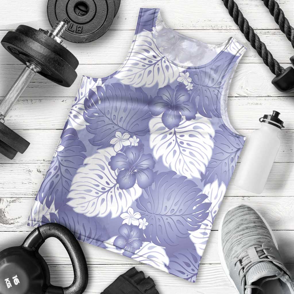 Purple Aloha Hawaii Men Tank Top Monstera Hibiscus Plumeria Seamless Vibes - Polynesian Pride