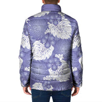 Purple Aloha Hawaii Padded Jacket Monstera Hibiscus Plumeria Seamless Vibes - Polynesian Pride