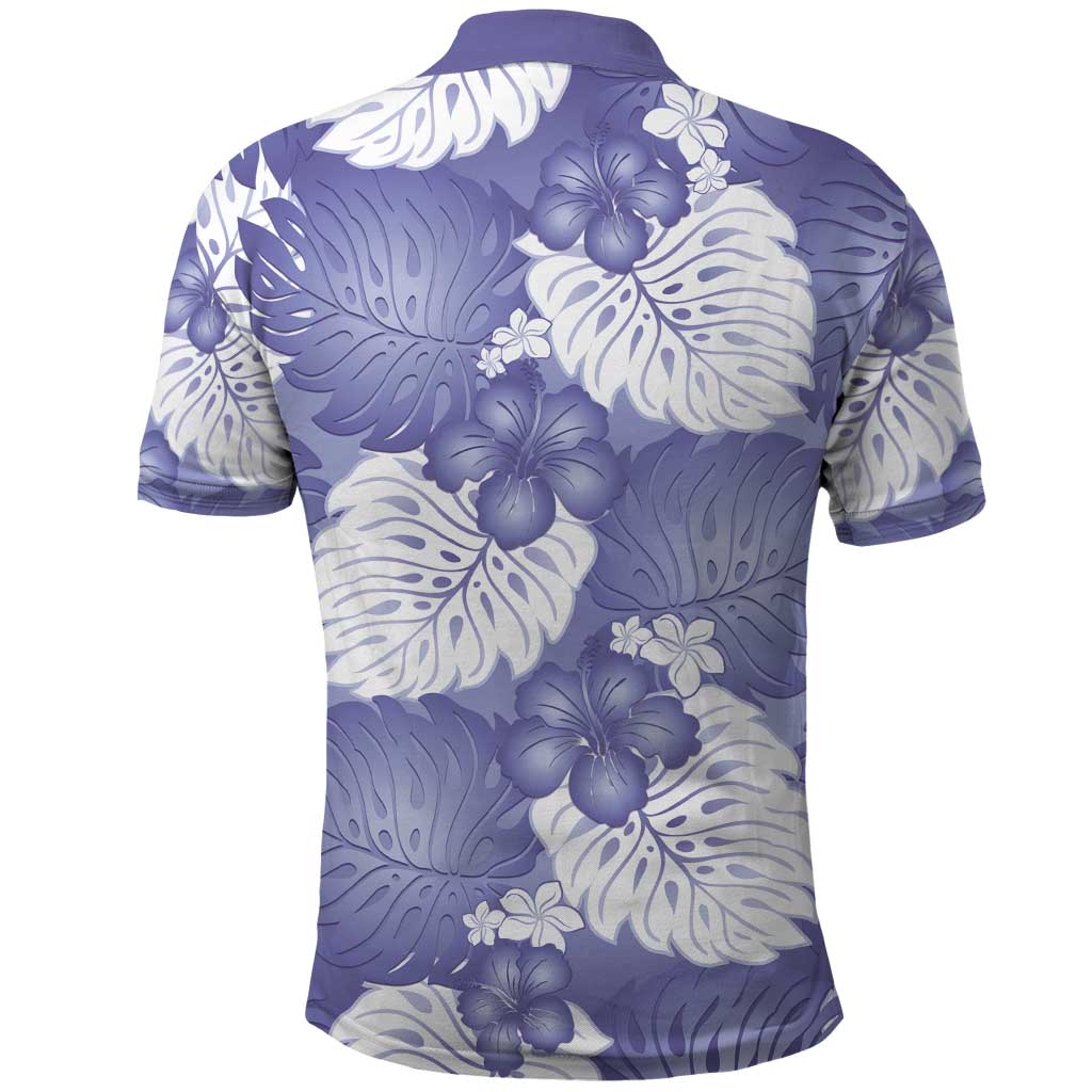 Purple Aloha Hawaii Polo Shirt Monstera Hibiscus Plumeria Seamless Vibes - Polynesian Pride